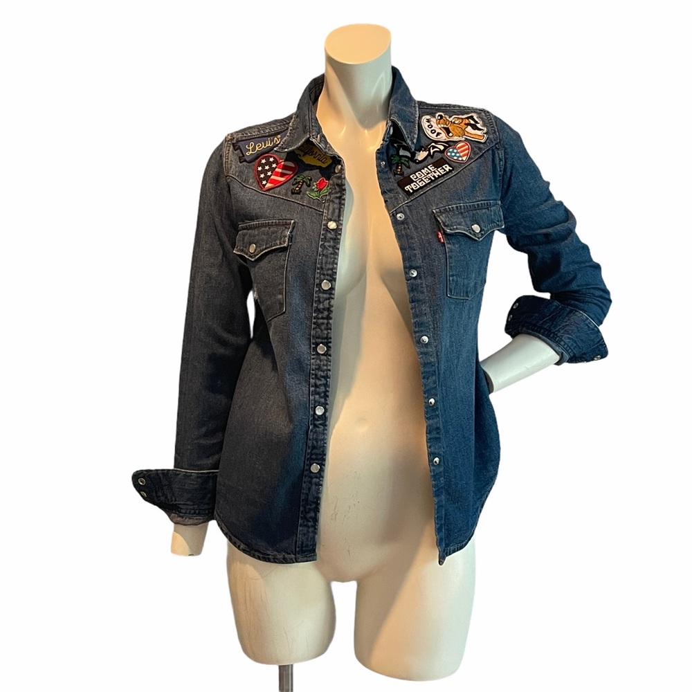 LEVIS Denim Shirt Hippie Patches XS
